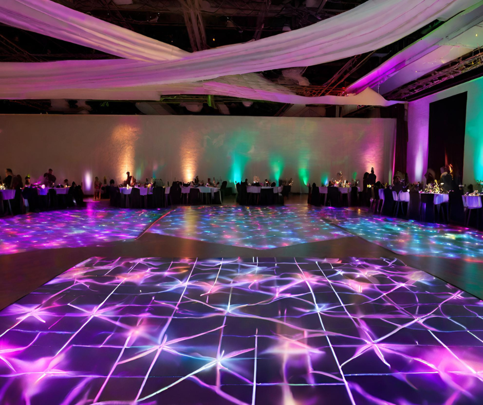 elegant LED dance floor with night sky pattern at a corporate event